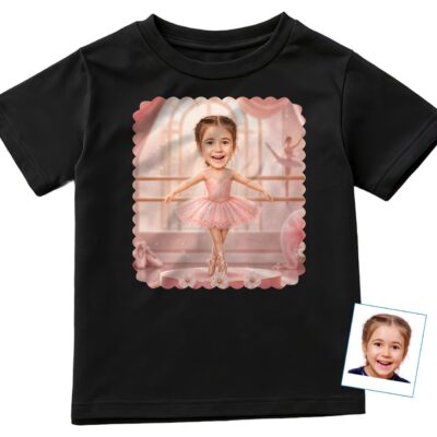 Custom Girl Ballet Dancer T-Shirt – Personalized Photo Tee for Young girls Girl's T-shirts www.customywear.com 2