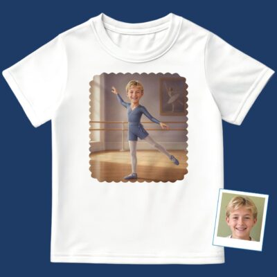 T-shirt personnalisé de danseuse de ballet – T-shirt photo personnalisé pour jeunes T-shirts pour garçons www.customywear.com 2
