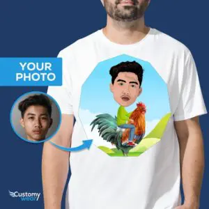 Προσαρμοσμένο πουκάμισο κοτόπουλου για άντρες – Εξατομικευμένο μπλουζάκι κόκορα ιππασίας για ενήλικες www.customywear.com