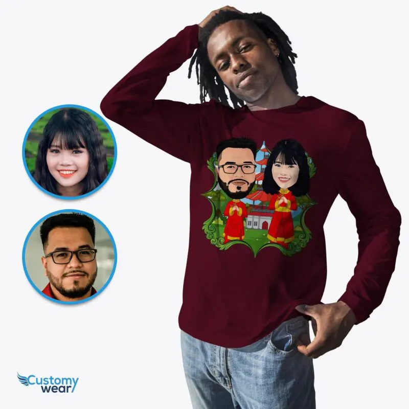 Transform Your Photos into Custom Chinese Couple Matching Shirts-Customywear-Adult shirts