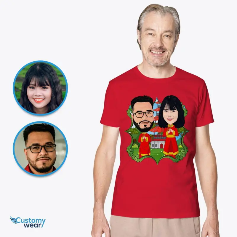Transform Your Photos into Custom Chinese Couple Matching Shirts-Customywear-Adult shirts