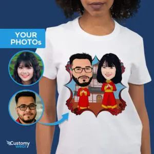 Stwórz własne chińskie koszule dla par | Spersonalizowany prezent dla miłośnika podróży Koszulki dla dorosłych www.customywear.com
