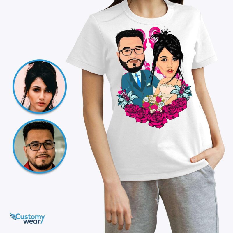 Custom Couples portrait tee, caricature shirts, Anniversary gifts CustomyWear adult2, anniversary, caricature_tee, cartoon_couple_tee, couple, couple-judge, couple_caricature, co