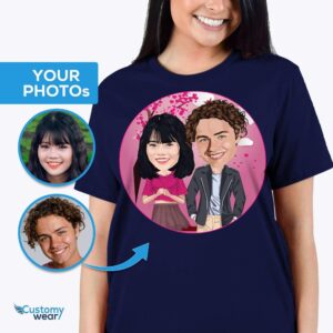 맞춤형 커플 초상화 티셔츠 – 맞춤형 캐리커처 벡터 아트 셔츠 성인용 셔츠 www.customywear.com