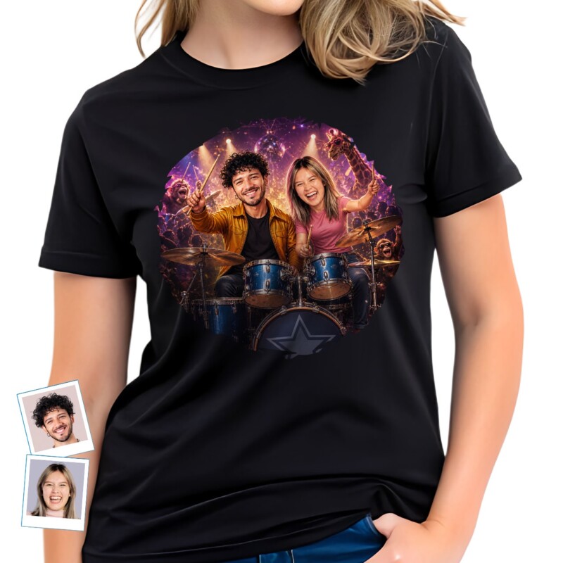 Custom Drummer Couple Shirt – Personalized Music Tee for Drum Enthusiasts (20)