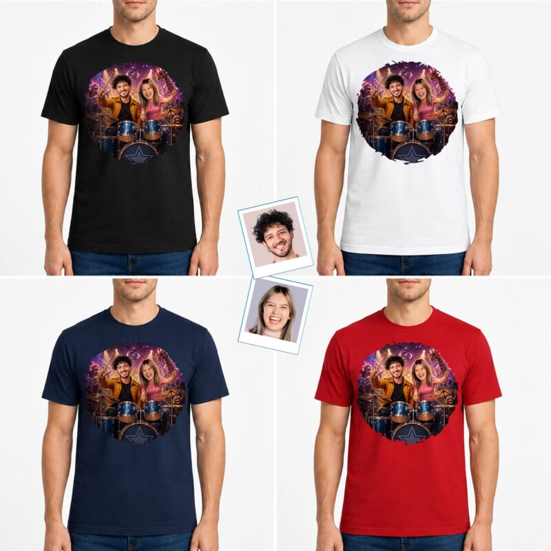 Custom Drummer Couple Shirt – Personalized Music Tee for Drum Enthusiasts (22)