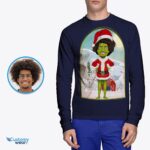 Kaos Natal Grinch yang Dipersonalisasi - Ubah Foto-Pakaian Kustom-Kemeja Dewasa Anda