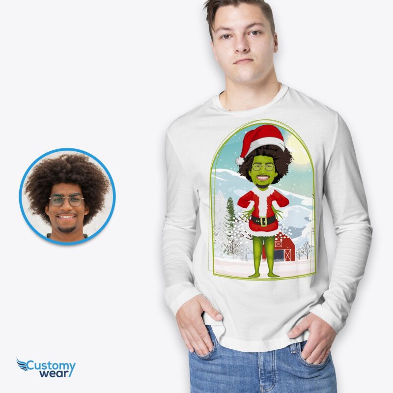 Custom Grinch male Christmas shirt CustomyWear adult, adult2, boyfriend_gift, christmas, grinch, male, male_BBQ_shirt, Men, omega, outdoor_shirt, s