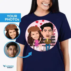 Crie suas camisas personalizadas para casal de lua de mel - camisetas com fotos personalizadas Camisas para adultos www.customywear.com