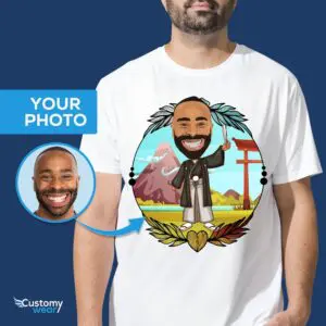 Превратите свою фотографию в изготовленную на заказ японскую мужскую футболку – персонализированный подарок для путешествий Рубашки для взрослых www.customywear.com