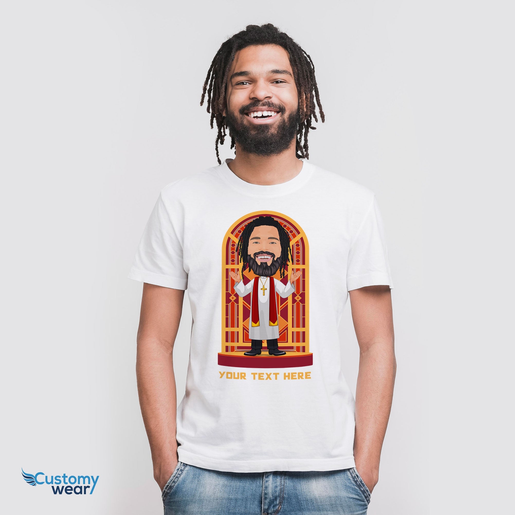 Custom Priest in Church t-shirt CustomyWear adult2, Birthday_shirt, Catholic Officiant gift, Catholic_gifts, catholic_shirt, Christian shirts, c