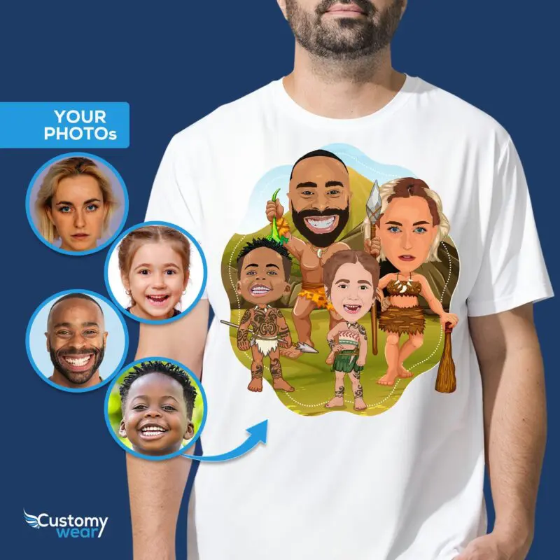 Einzigartiges personalisiertes Caveman Family Reunion T-Shirt für Ancient Tribe Gathering-Customywear-Erwachsenen-Shirts