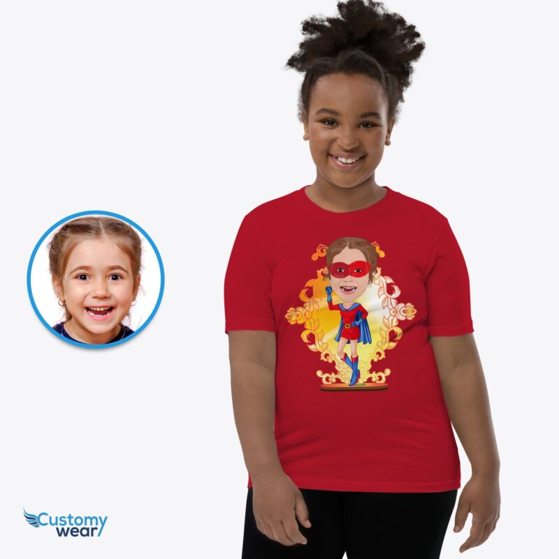 Personlig superhelte-t-shirt til børn | Foto til Tee Masterpiece-Customywear-Girls