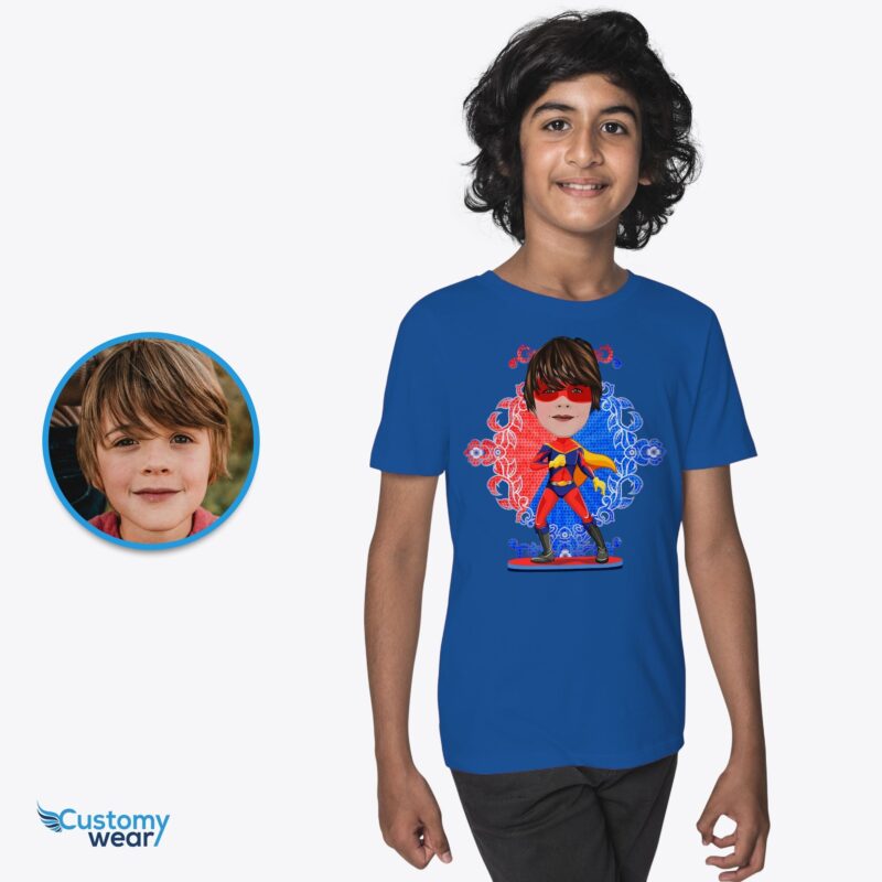 T-shirt personalizzata da supereroe - Trasforma la tua foto in una maglietta da Superboy-Customywear-Boys