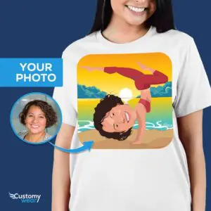 Aangepast yogashirt | Gepersonaliseerd Yoga Lover T-shirt met natuur- en zonsondergangontwerp Aangepaste kunst - yoga www.customywear.com