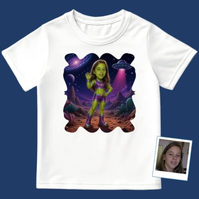 Custom Youth Alien Shirt | Personalized Big Sister Space Tee for Teenage Girls Girl's T-shirts www.customywear.com 2