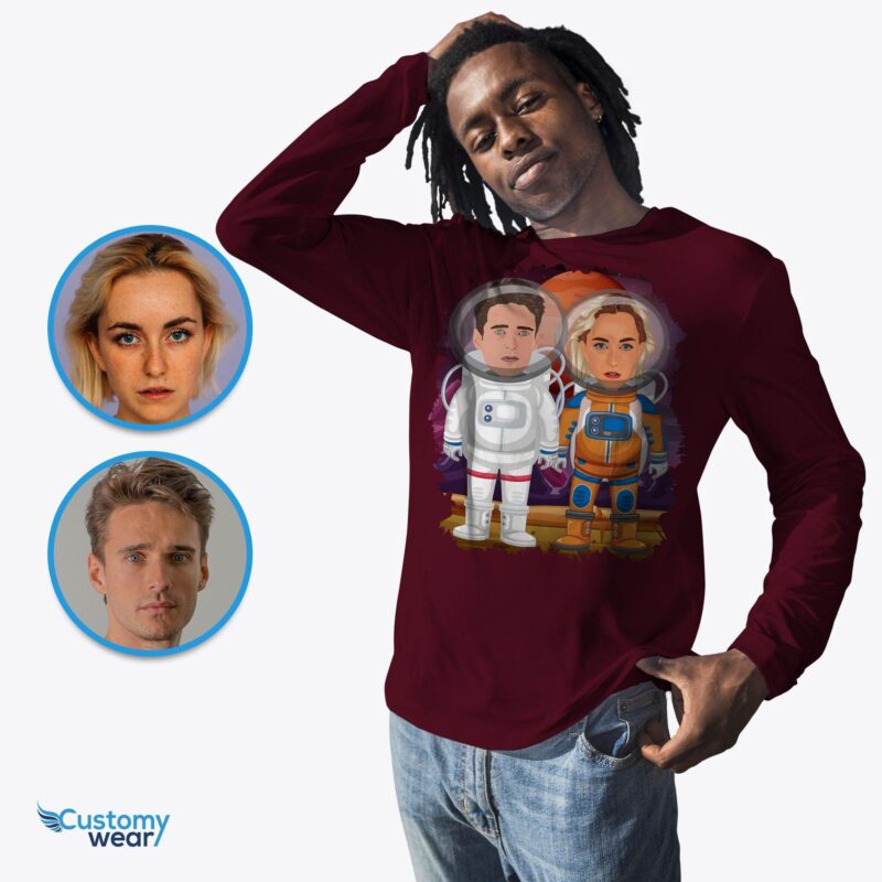 Custom astronauts couples shirts | Space lovers Anniversary tees CustomyWear adult, adult2, alien_shirt, anniversary_gifts, astronaut, astronauts shirt, couple, couple-judge, re