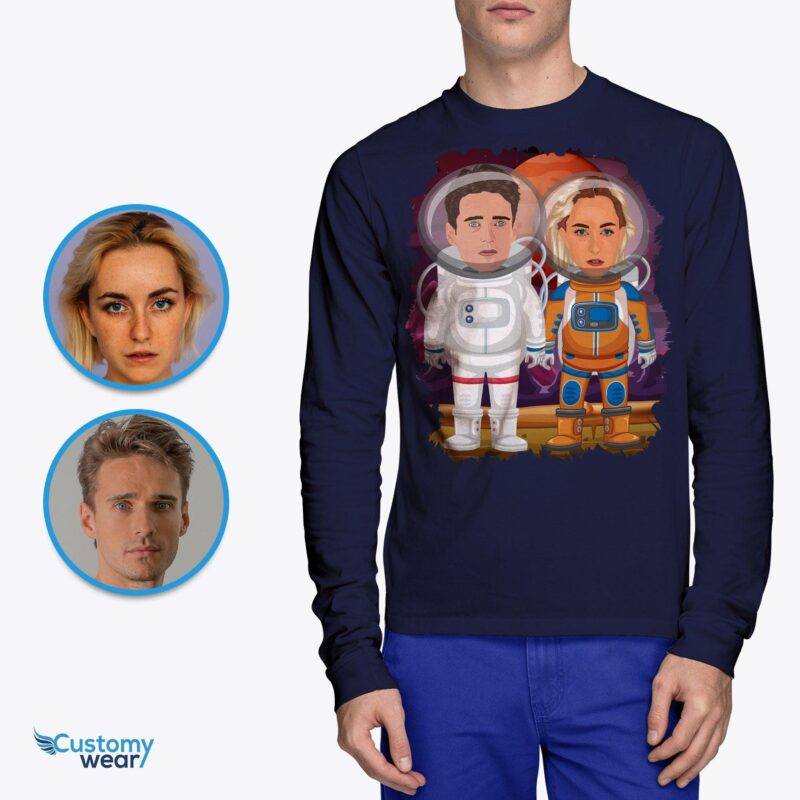 Custom astronauts couples shirts | Space lovers Anniversary tees CustomyWear adult, adult2, alien_shirt, anniversary_gifts, astronaut, astronauts shirt, couple, couple-judge, re