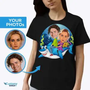 Camicia personalizzata per coppie Baby Shark | Magliette per adulti personalizzate con maglietta squalo balena www.customywear.com