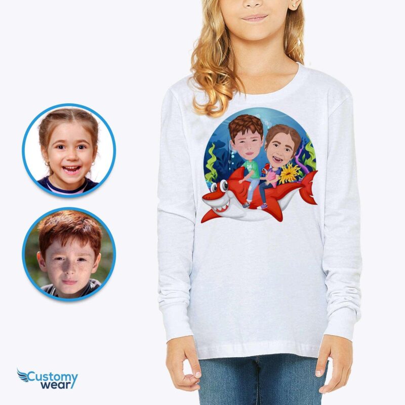 Camicia personalizzata per fratelli Baby Shark | T-shirt personalizzata con squalo balena-Customywear-Fratelli
