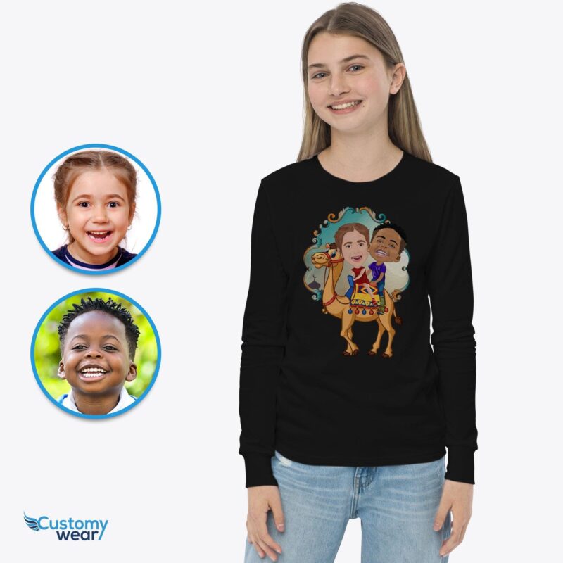 Custom camel rider siblings shirt, Animal shirt, Youth camel gift, Funny gift for children CustomyWear adventure_shirt, animal_shirt, Animal_shirts, Custom_sibling_shirt, desert_shirt, siblings_shirts, y