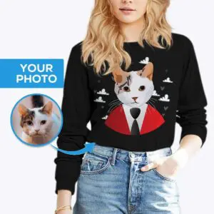 Portrét mačky na mieru | Prispôsobené tričko Cat Boss pre dospelých milovníkov mačiek www.customywear.com