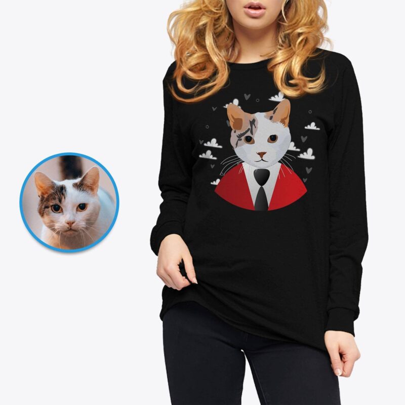 Custom cat portrait shirt, Cat mom shirt, Cat lover's tee CustomyWear adult2, custom_cat_shirt, custom_cat_t_shirt, custom_tshirt, female, single-judge, women