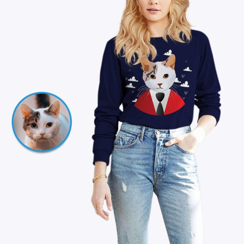 Custom cat portrait shirt, Cat mom shirt, Cat lover's tee CustomyWear adult2, custom_cat_shirt, custom_cat_t_shirt, custom_tshirt, female, single-judge, women
