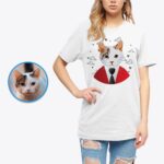 Aangepaste kat portret T-shirt | Gepersonaliseerde Cat Boss Tee voor kattenliefhebbers-Customywear-Adult shirts