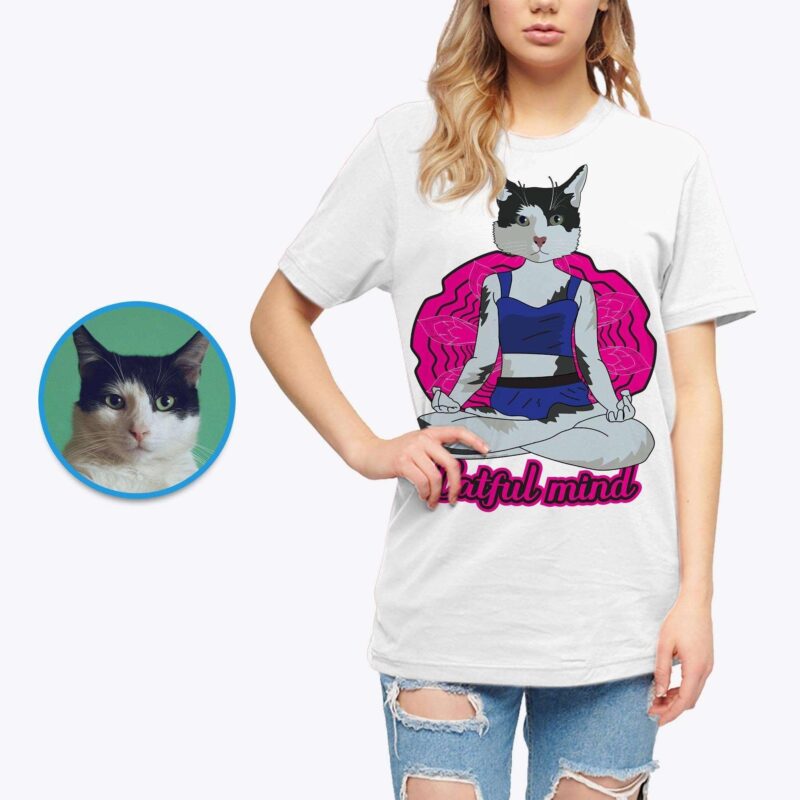 Personalized Yoga Cat T-Shirt - Transform Your Cat's Photo into Custom Tee-Customywear-Adult shirts
