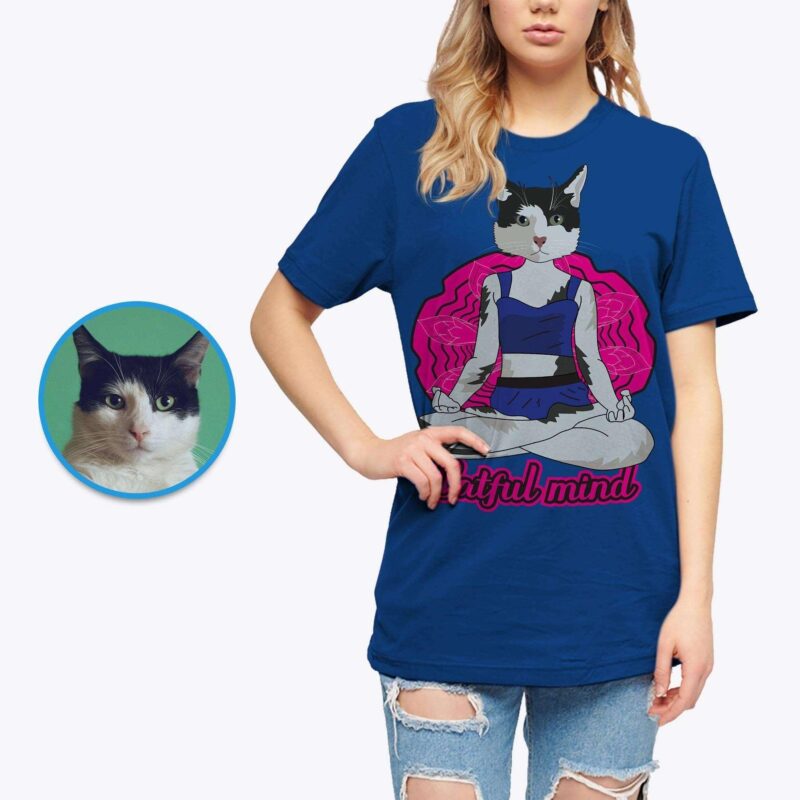 Personalized Yoga Cat T-Shirt - Transform Your Cat's Photo into Custom Tee-Customywear-Adult shirts