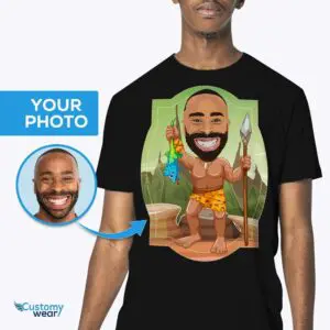Μεταμορφώστε τη φωτογραφία σας σε προσαρμοσμένο πουκάμισο Caveman για άνδρες – Εξατομικευμένα μπλουζάκια για ενήλικες www.customywear.com