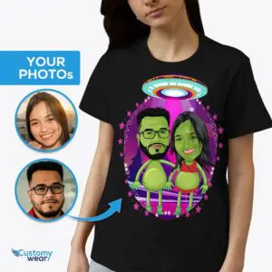 Transform Your Photo into Custom Couples Alien Shirt – Space Relationship Gift Adult shirts www.customywear.com