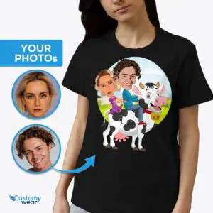 Camicia personalizzata per coppie di mucche – Maglietta personalizzata per avventure con animali per lei Camicie per adulti www.customywear.com
