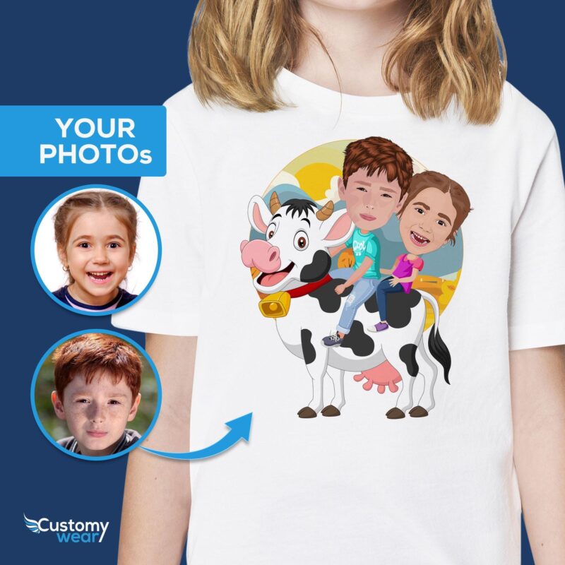 Custom cow siblings shirt, Cow gift, Brother and sister cow shirt, Kids cow shirt CustomyWear Cow_gift, Kids_cow_shirt, siblings_shirts, Son_Daughter_shirt, youth_custom_tshirt