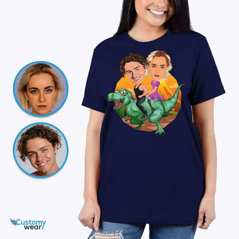 Custom Dinosaur Couples Shirt - Personalized Dino Adventure Tee-Customywear-Adult shirts