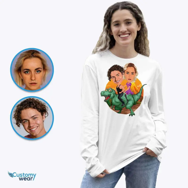Custom Dinosaur Couples Shirt - Personalized Dino Adventure Tee-Customywear-Adult shirts