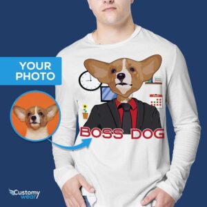 เสื้อยืดสุนัข Boss แบบกำหนดเอง – เสื้อรูปสัตว์เลี้ยงส่วนบุคคล เสื้อผู้ใหญ่ www.customywear.com