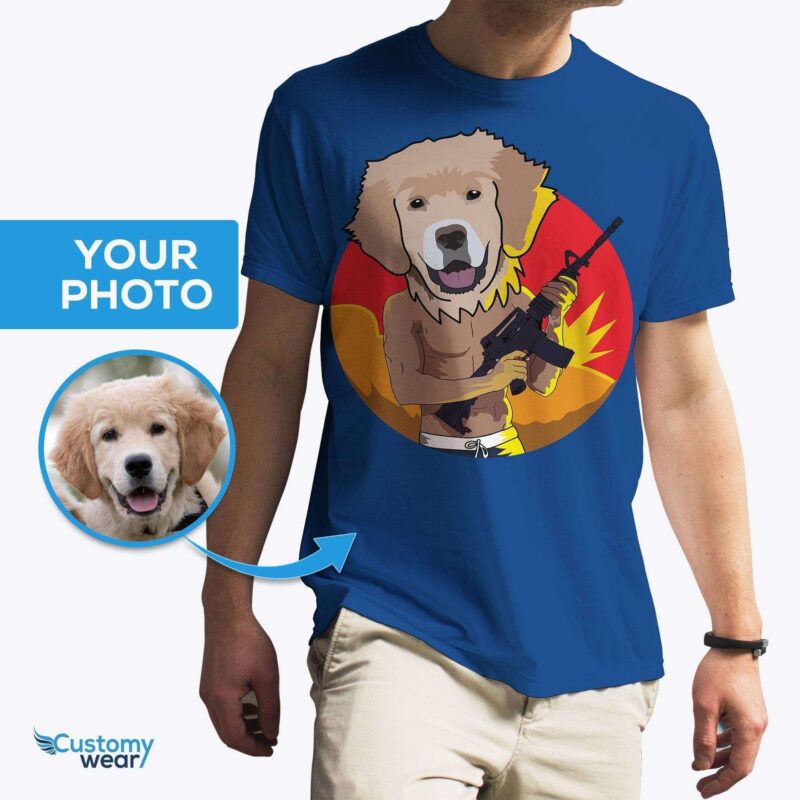 Custom dog shirt, Gangster dog shirt, Funny pet portrait tee CustomyWear adult2, custom_tshirt, dog_lovers_tee, dog_with_gun, gangster_dog_tee, male, men, pet_with_gun_tee,