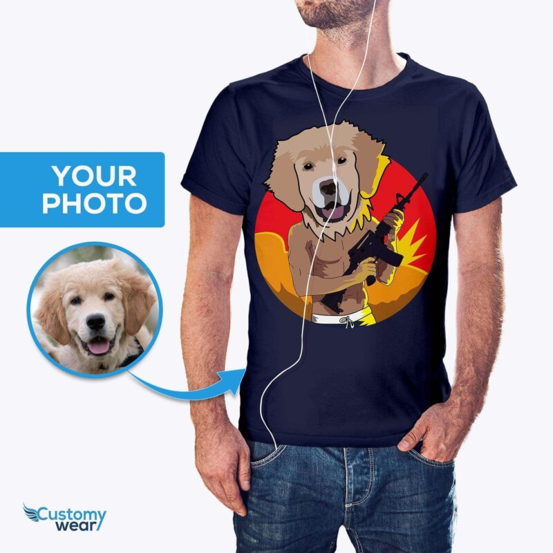 Custom dog shirt, Gangster dog shirt, Funny pet portrait tee CustomyWear adult2, custom_tshirt, dog_lovers_tee, dog_with_gun, gangster_dog_tee, male, men, pet_with_gun_tee,