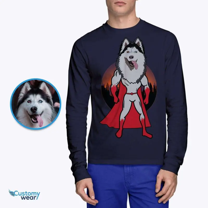 Custom Superhero Dog Shirt - Personalized Pet Portrait Tee-Customywear-Adult shirts