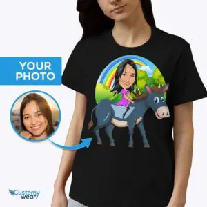 Tricou personalizat cu măgar – Tricou foto personalizat pentru iubitorii de animale Cămăși pentru adulți www.customywear.com