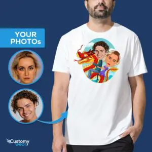 Niestandardowa koszulka dla par Dragon Ride – spersonalizowana koszulka Fantasy Koszulki dla dorosłych www.customywear.com
