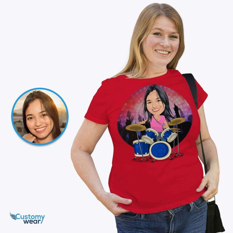 T-shirt photo personnalisé Drummer - Cadeau de musique personnalisé-Customywear-Chemises pour adultes