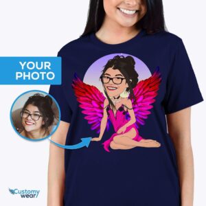 Personalized Angelic Portrait T-Shirt – Transform Your Photo into a Custom Masterpiece Adult shirts www.customywear.com