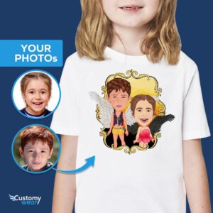 Персонализированная футболка Angelic Sibling на заказ – Херувимский подарок для детей Футболки Fairy angel www.customywear.com