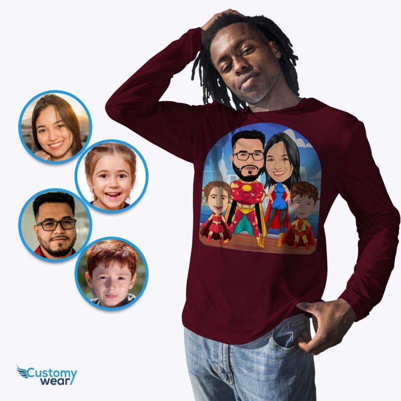 Aangepaste superheld familiereünie shirts | Gepersonaliseerde heroïsche familie-T-shirts-customywear-volwassenenshirts
