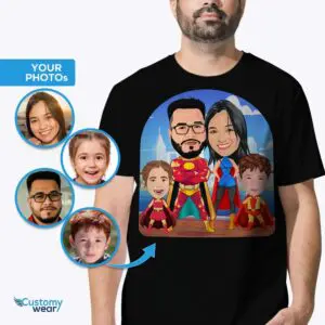 Zakázková košile pro rodinné setkání superhrdinů | Personalizovaná trička Heroic Family Trička pro dospělé www.customywear.com