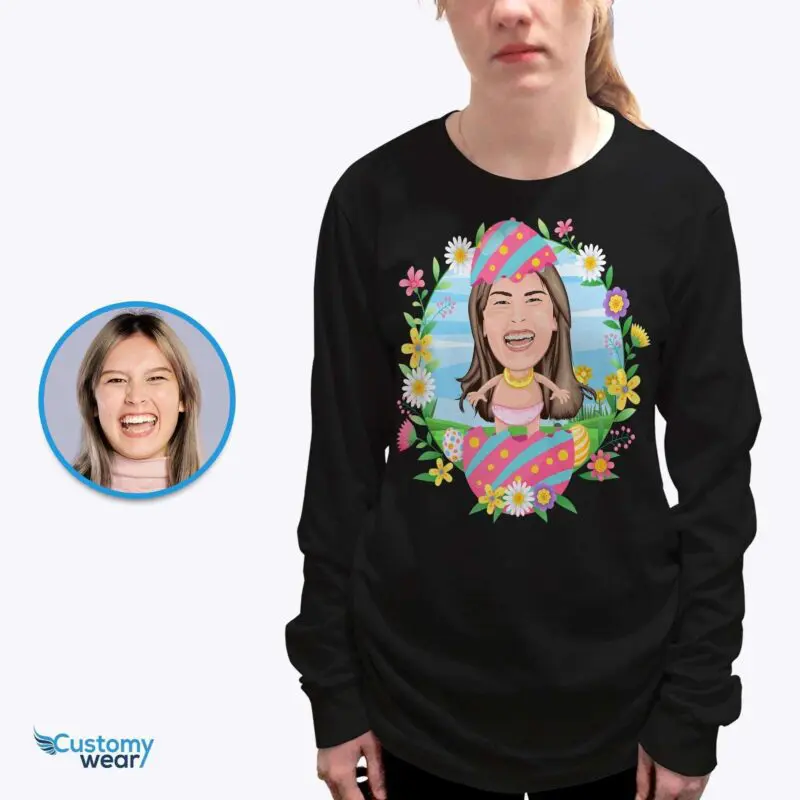 Personalized Easter Egg Portrait T-Shirt - Transform Your Photo into Custom Funny Tee-Customywear-Adult shirts