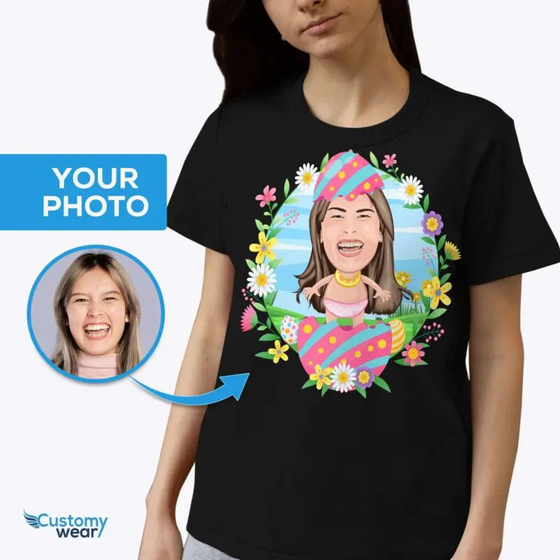 Personalized Easter Egg Portrait T-Shirt - Transform Your Photo into Custom Funny Tee-Customywear-Adult shirts